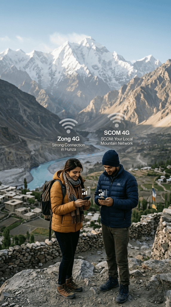 Best SIM cards for Northern Pakistan travel showing Zong and SCOM network connectivity in Hunza and Skardu regions | Pakistan travel FAQs
