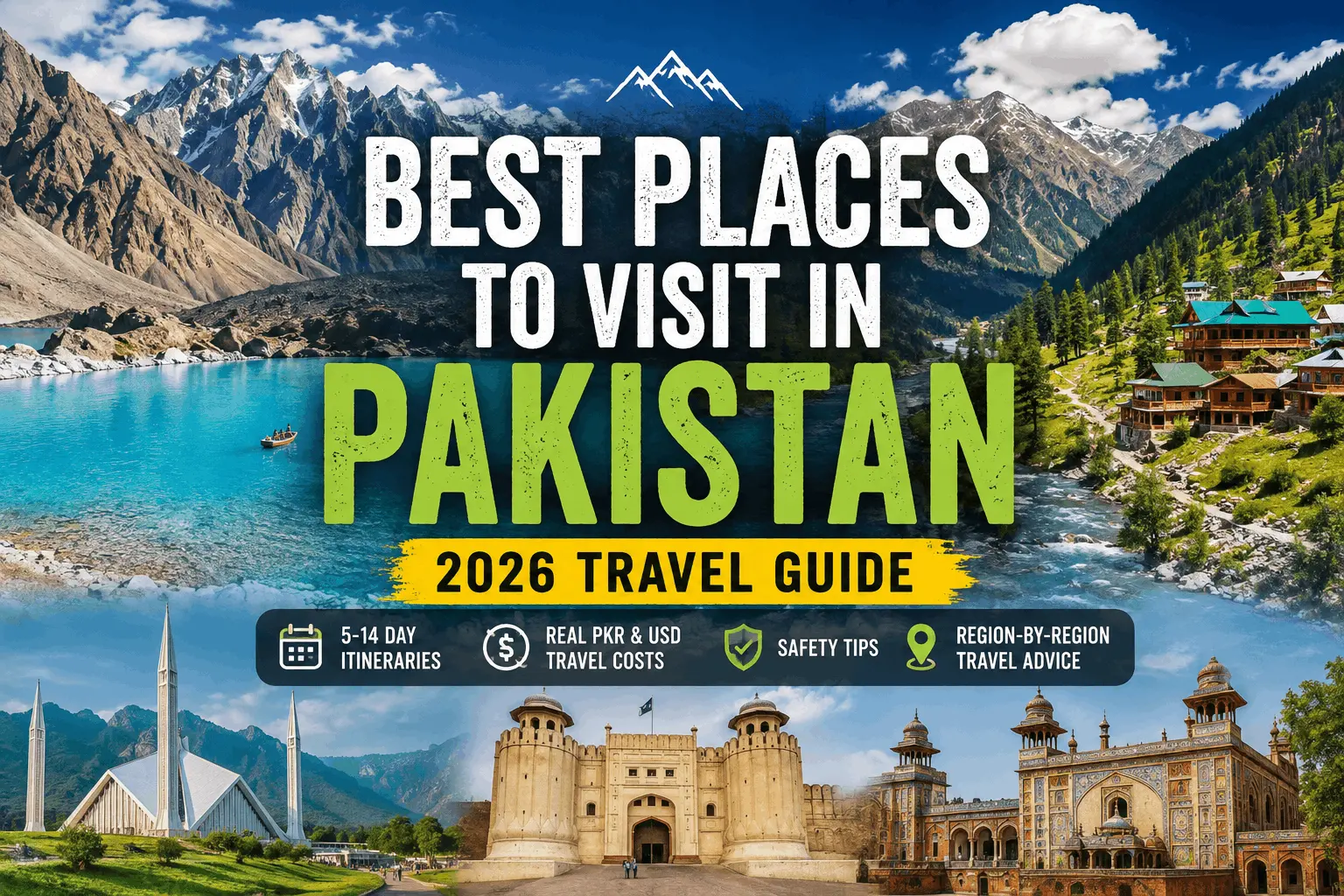 Comprehensive travel guide featuring the best places in Pakistan, showcasing scenic mountain landscapes, historic monuments, and cultural landmarks